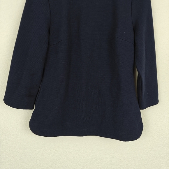 Boden Ribbed Cotton Striped Blouse Tunic 3/4 Sleeves In Navy Blue Size Small - Picture 9 of 11